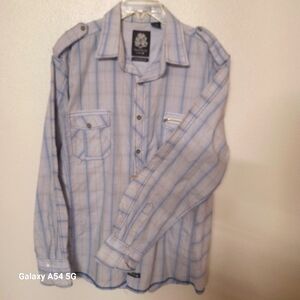 Men's Casual Blue Checkered Shirt